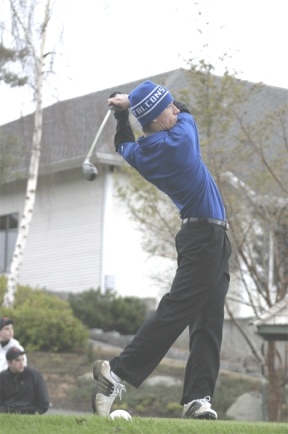Blake Blakey was the first golfer off the mark Monday against the Red Wolves from Cedarcrest. South Whidbey won 195 to 238 to remain undefeated in the Cascade Conference. Blakey was second