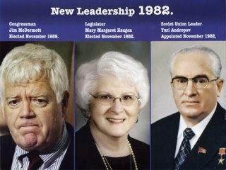 A political flier sent to voters in the 10th District features Sen. Mary Margaret Haugen alongside Yuri Andropov