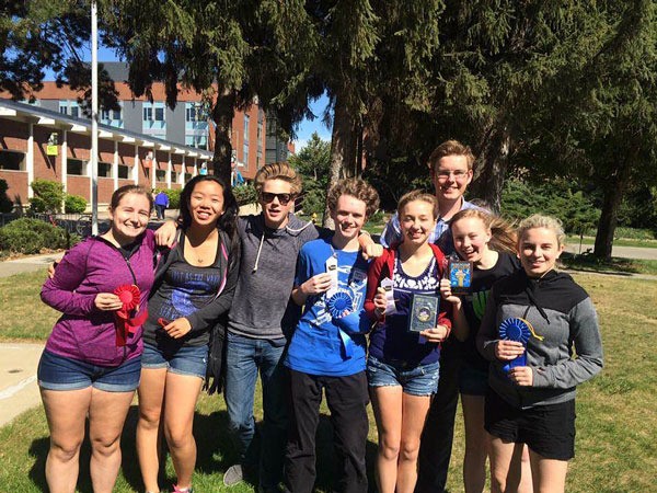 All four of South Whidbey High School’s math teams placed in the top 10 in the Topical Problem Division at the Washington State High School Math Contest. Members of the SWHS math teams from left to right: Fiona Callahan