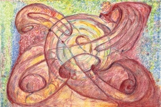 Artist and Alzheimer's patient Sarah Wallace made this colored pencil drawing  entitled “Transition 17.”