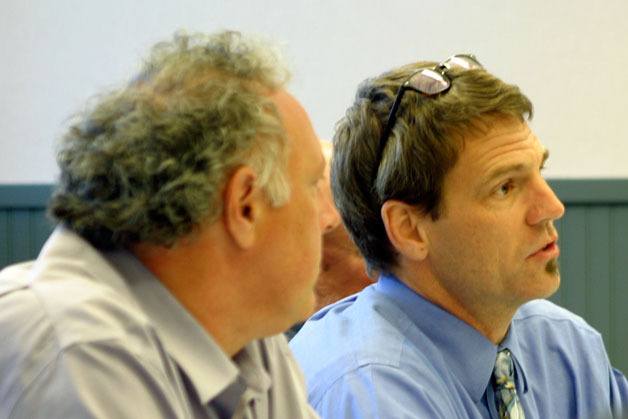 Scott Mauk tells school board members his plan to raise athletics fees to help cover a five percent budget cut at South Whidbey High School.