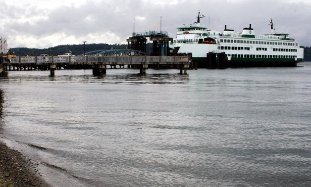 The Clinton ferry pulls into its longtime terminal. Progress is being made on plans to move the terminal one-third of a mile to the east to provide an easier connection to Sound Transit’s commuter train.