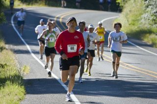 Mike Koslosky of Everett took the early lead during the Langley Half Marathon. He ended up in third place with 1 hour