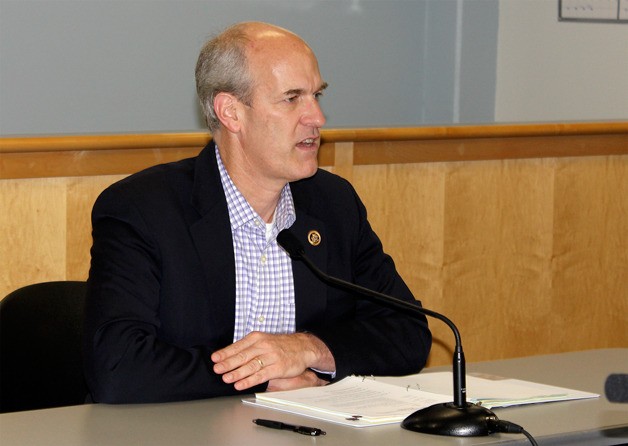 Congressman Rick Larsen visited county officials in Coupeville earlier this week to talk about transportation needs for the area.