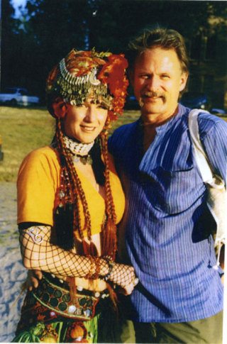 Shevaun Wright and Keith Holt gather together after one of Wright’s performances with the belly dancers “Troupe Hipnotica.”