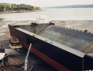 This hopper barge built in the past by Nichols Brothers Boat Builders and launched in Holmes Harbor is similar to those ordered in a tentative contract with the Panama Canal Authority. Nichols Brothers has built a variety of barges