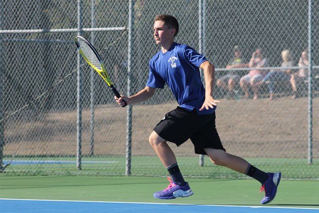 South Whidbey junior Ryan Wenzek rallied from a 4-1 deficit in the second set of his singles match against Archbishop Murphy to win 6-4 on Thursday afternoon.