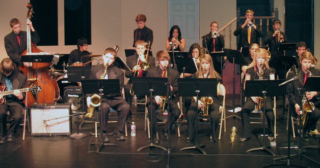 The South Whidbey High School Jazz Ensemble plays a winter concert at the Whidbey Island Center for the Arts in January.