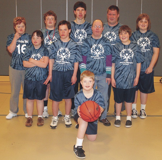 The South Whidbey Wind are (front row) Andrew Bishop (holding basketball)