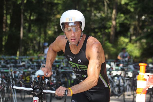 Trevelan Dakan starts the bike leg of the 20th annual Whidbey Triathlon on Saturday. Dakan finished second overall in the race