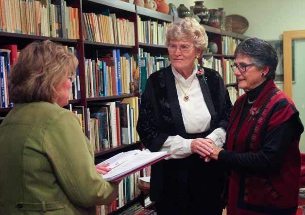 Coupeville Mayor Nancy Conard leads Grethe Cammermeyer