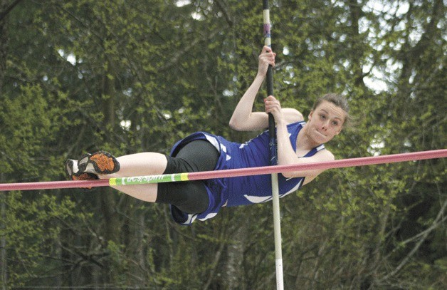 Emily Martin looks to clear the 7-foot bar in the pole vault on Thursday. Martin failed to clear it in three tries and tied with five other vaulters at 6 feet