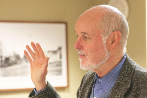 Jim Sundberg takes the oath of office to become Langley's newest council member on Monday.
