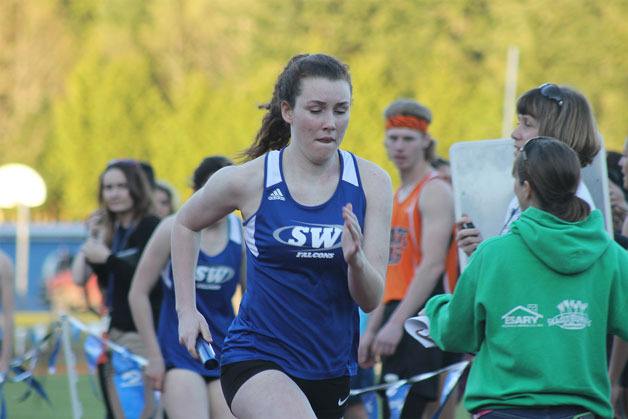 Falcon sophomore Elizabeth Donnelly finished second in the 800-meter race at South Whidbey’s recent home meet.