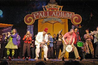 The Fighting Instruments of Karma Marching Chamber Band/Orchestra performs during one of its summer Chautauqua extravaganzas.