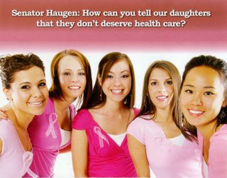 This is one of the recent fliers sent out by a Republican-funded political action committee that's critical of Sen. Mary Margaret Haugen.