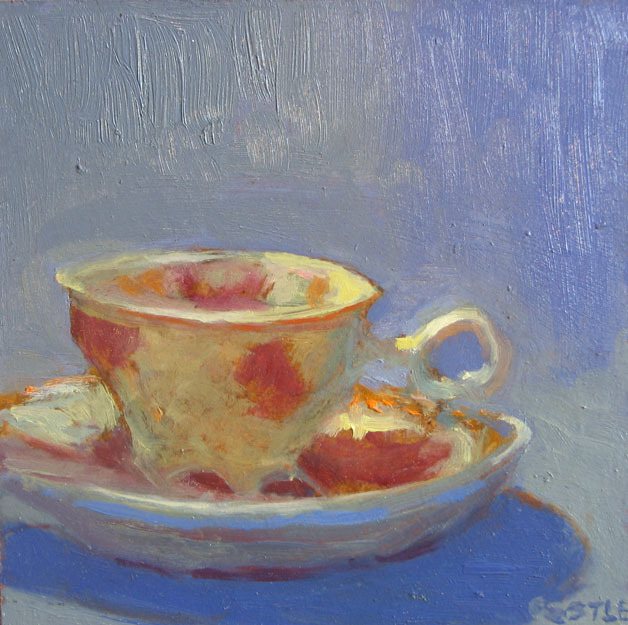 This painting of a tea cup by Truman Castle is one of the prizes to be raffled by Langley Arts Connect at Choochokam Arts next weekend.