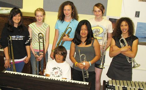 Members of the Langley Middle School jazz band. From left: Julia Houser