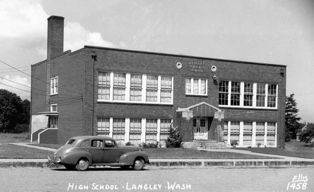 This photograph shows Langley High School in 1935 shortly after it was constructed.