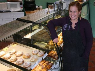 Misty Moore takes time out from work after her first week of business at the Langley Village Bakery.