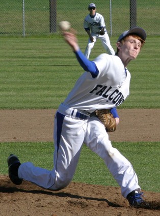 Colton Sterba hurls against Cedarcrest on April 22. He pitched a shutout through four innings.