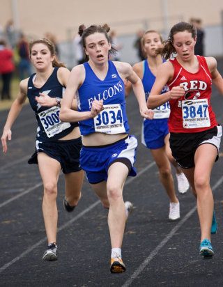 Falcons Emily Martin and — just behind her — Chantal White are headed to the state cross country finals in Pasco this weekend. Martin placed 14th