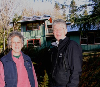 Nicole Luce (left) and Janet Hall took advantage of solar power