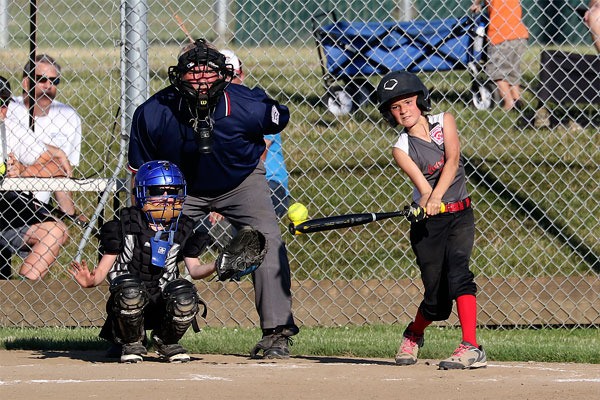 Stella Johnson at the plate Central Whidbey during the District 11 softball championship on July 3.