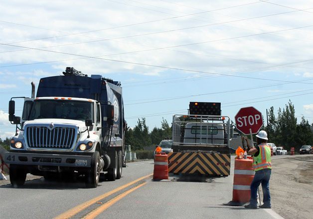 Highway 20 will be reduced to a single lane south of Coupeville from 7 a.m. to 4 p.m. until October. Construction began between Jacobs Road and Morris Road June 13.