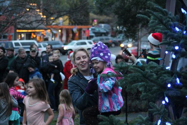 Denise Need dances with daughter Piper during a Christmas song at the Langley Tree Lighting on Saturday