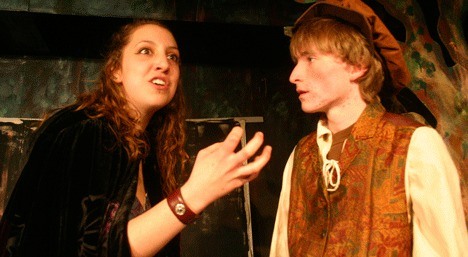 Allie Firth plays the witch and Will Mellish is the baker in the  Whidbey Children's Theater production of 'Into the Woods' opening March 26 in Langley.