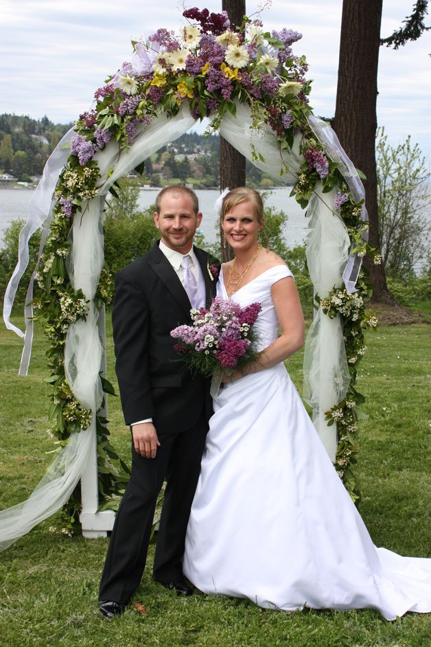 Robert Birch and Anna Rose Merrill enjoy a post-wedding glow in Freeland.
