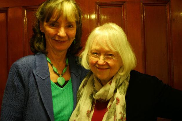 Right Brain Aerobics instructors Victoria Castle and Sandra Rodman get together for a smile break following one of their local workshops at the Sears House in Bayview.