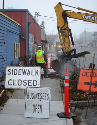 Construction on the Second Street renovation project began Tuesday morning in Langley.