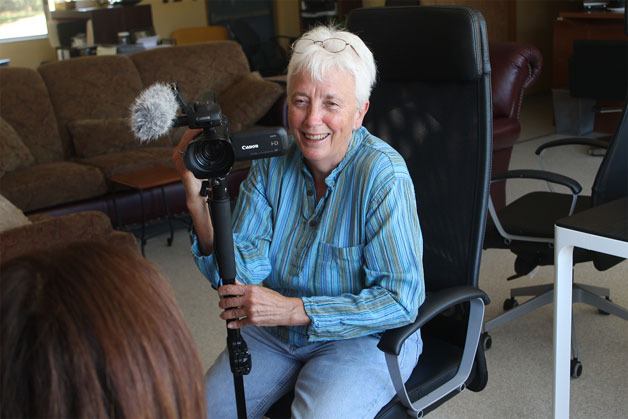 Diane Nilan interviewed South Whidbey School District Homeless Liaison Gail LaVassar on Monday at the Family Resource Center near South Whidbey Elementary School.