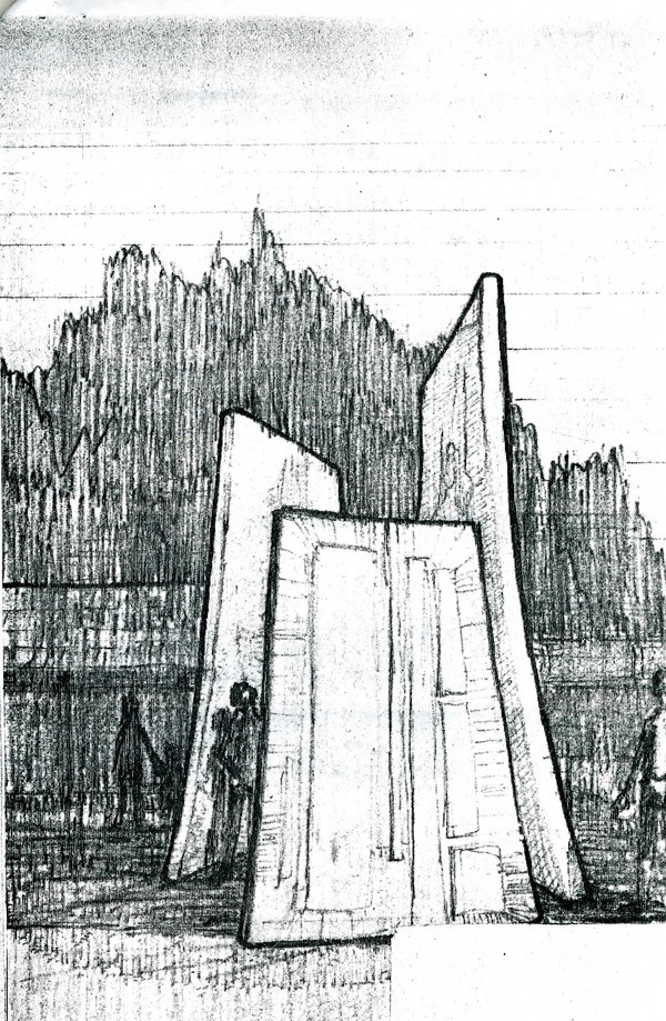WhidbeyHealth’s sketch of the sculpture that once stood outside of Whidbey General. The sculpture was demolished several weeks ago after welcoming patients since 1970.