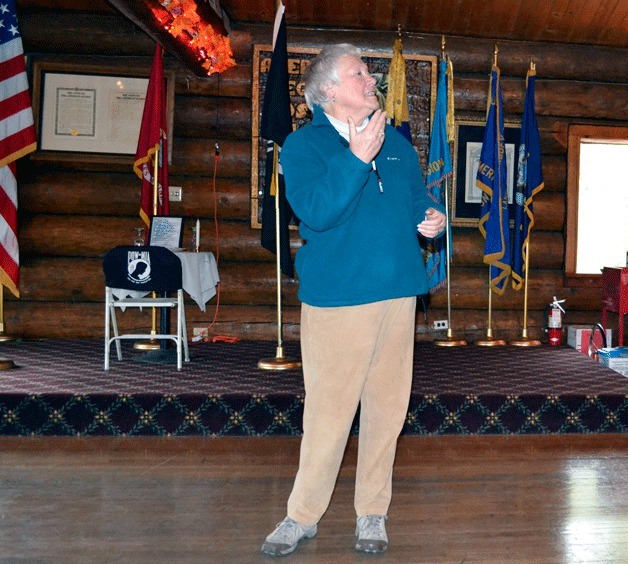 South Whidbey storyteller Jill Johnson performs “Holiday in Vietnam” in honor of Veterans Day Sunday at American Legion Post 141 in Bayview.