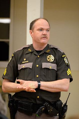Island County Sheriff’s Office Sgt. Rick Norrie speaks during a recent public meeting. He is Coupeville’s new marshal.