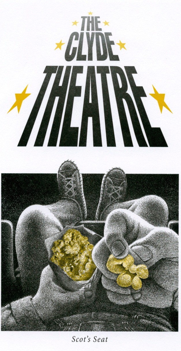 This graphic from one of the Clyde Theatre's schedules features the artwork of Scot Gaznier.