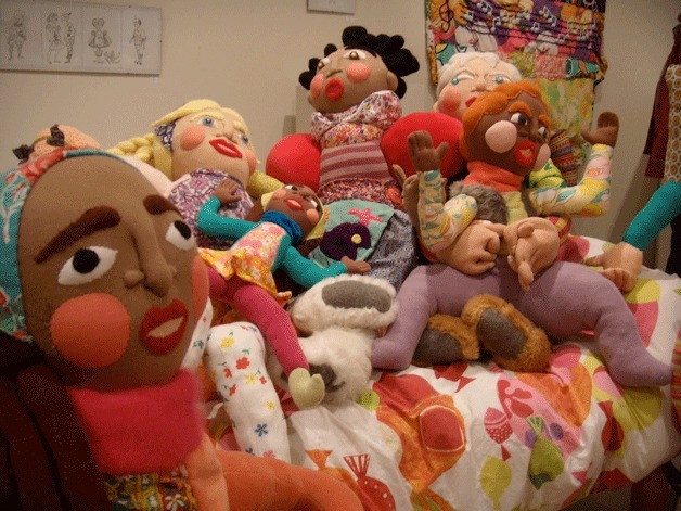 Lucy Brennan’s menagerie of brightly colored soft sculptures