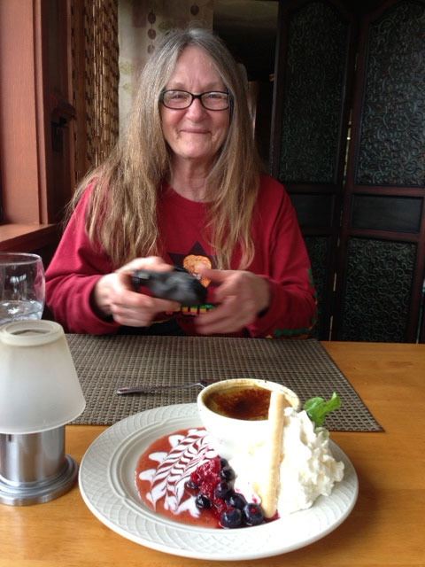 Judy Thorslund enjoys a bit of dessert