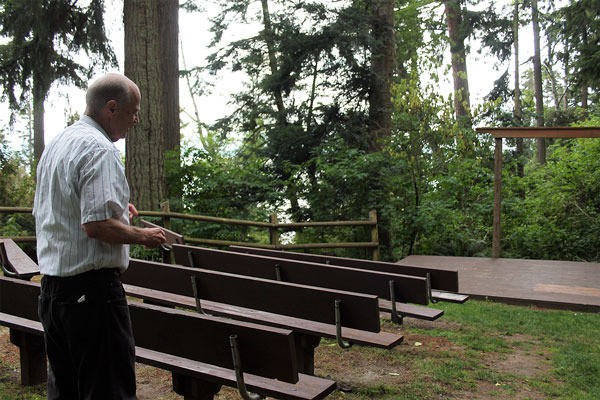Friends of South Whidbey State Park Programs Coordinator John Leaser surveys the state park’s amphitheater that will be used for the Forest Music Festival on Saturday. The music festival is Leaser’s brainchild.