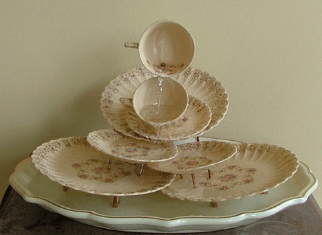 Carol Rose Dean of Dean Tile & Design made this fountain out of a client's tea set.