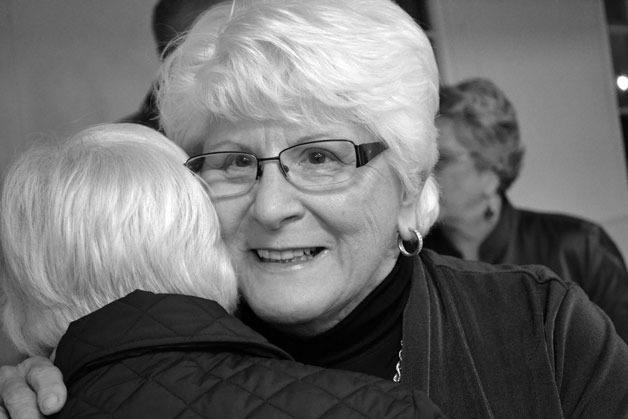 Former state Sen. Mary Margaret Haugen gets a hug from a thankful supporter Wednesday