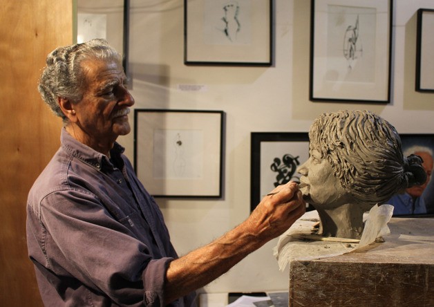 Frank Rose works on a sculpture in his space at Freeland Art Studios.