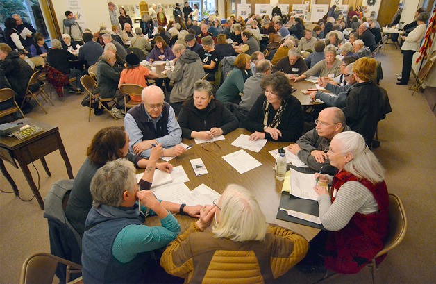 More than 100 people filed into Langley United Methodist Church’s fellowship hall to hear the city present options for marina access. No decision was made