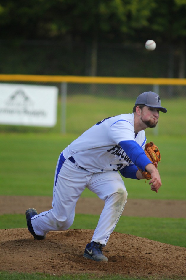 Mo Hamsa pitches against Cedar Park Christian in the first game of a 1A Cascade Conference baseball doubleheader April 15. He threw six innings and struck out eight.
