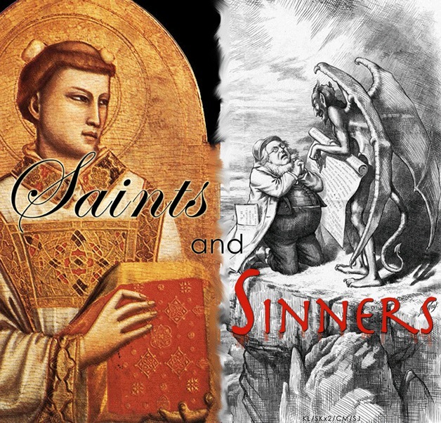 The poster for Langley's MUSEO gallery 'Saints and Sinners' show was created by Kate Loudon. High school student and artist Collin Magney created the drawing on the right.