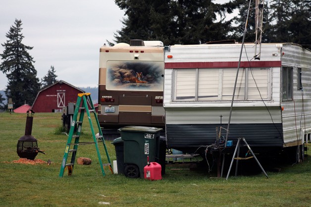 A pair of camping trailers occupy spots at the RV lot south of the Island County Fairgrounds. Under a redesign and renovate proposal