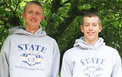 South Whidbey golfers Harrison Price and Shane Thompson.